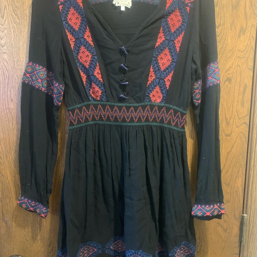 Sweet by Miss Me black dress long sleeve  size large cotton & polyester